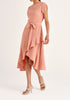 Paisie Belted Boat Neck Dress in Pink